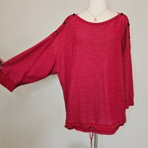 LRL Lauren Jeans Co. Ralph Lauren Red Drawstring Knit Sweatshirt Pullover 3X